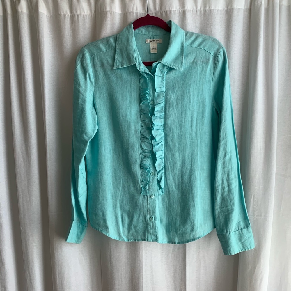 Harold’s designer linen button down shirt